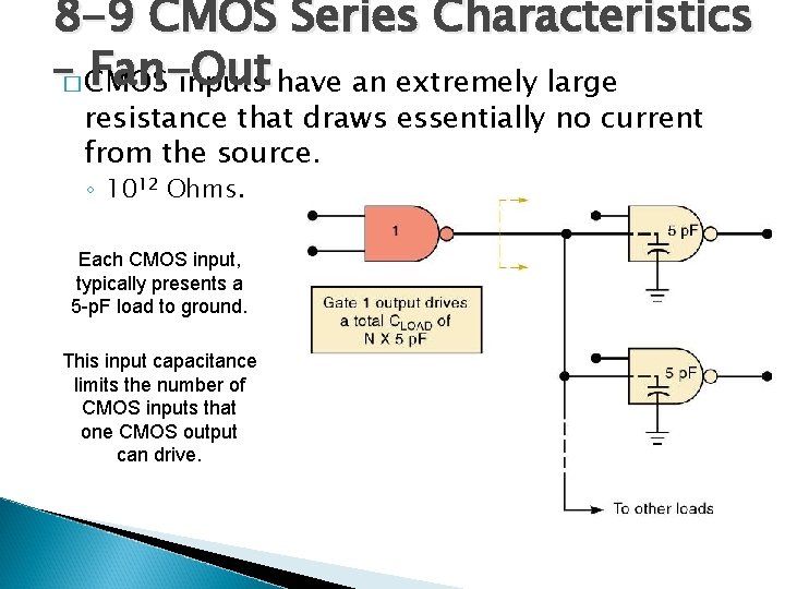 8 -9 CMOS Series Characteristics –� CMOS Fan-Out inputs have an extremely large resistance