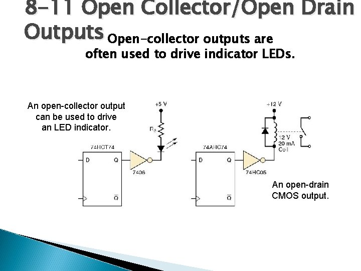 8 -11 Open Collector/Open Drain Outputs Open-collector outputs are often used to drive indicator
