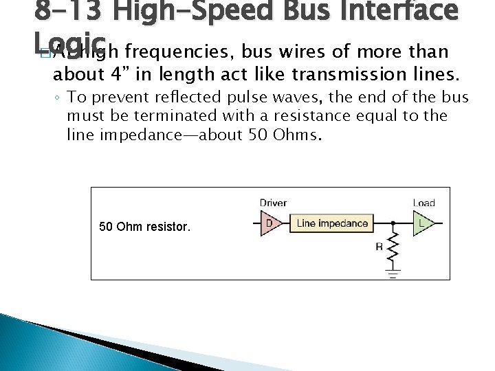 8 -13 High-Speed Bus Interface Logic � At high frequencies, bus wires of more
