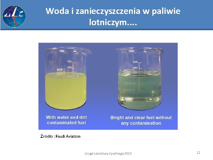 Woda i zanieczyszczenia w paliwie lotniczym. . Urząd Lotnictwa Cywilnego 2019 12 