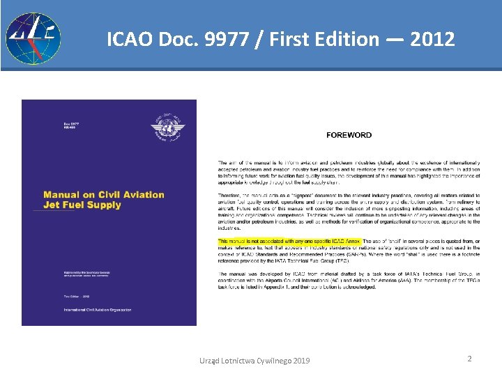 ICAO Doc. 9977 / First Edition — 2012 Urząd Lotnictwa Cywilnego 2019 2 