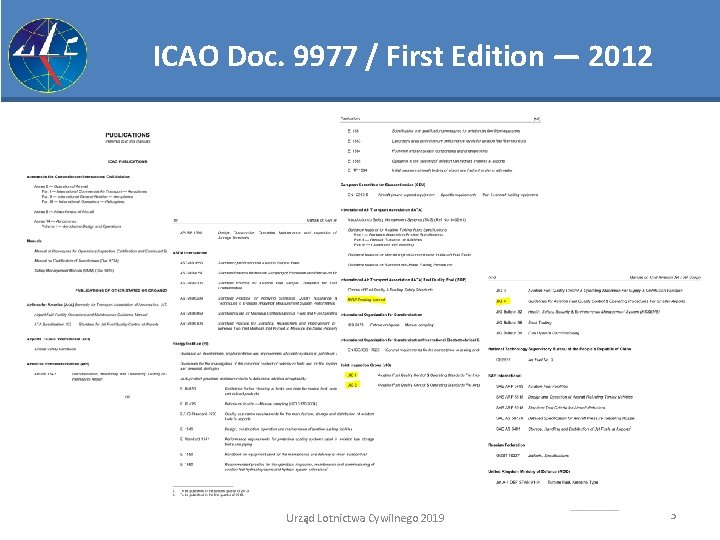 ICAO Doc. 9977 / First Edition — 2012 Urząd Lotnictwa Cywilnego 2019 3 