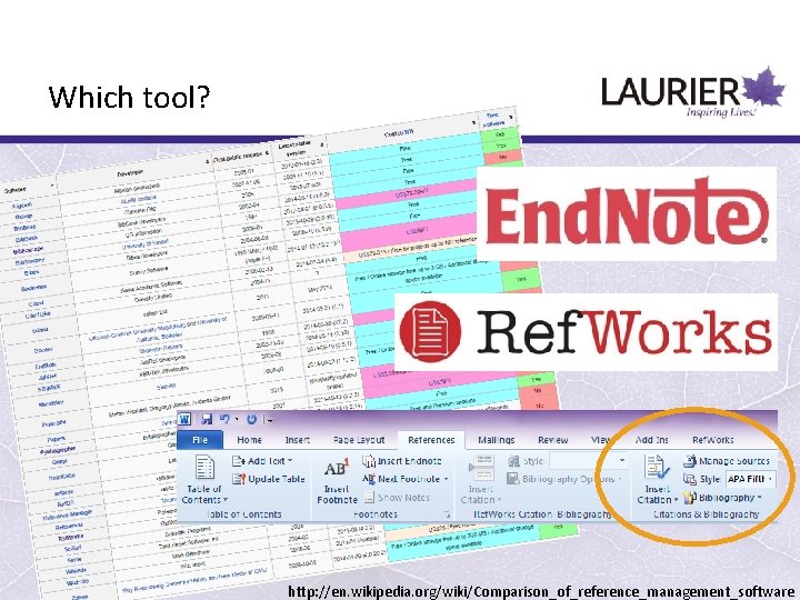 Which tool? http: //en. wikipedia. org/wiki/Comparison_of_reference_management_software 