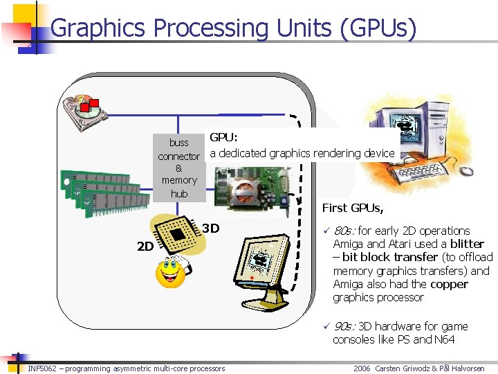 Graphics Processing Units (GPUs) GPU: buss connector a dedicated graphics rendering device & memory