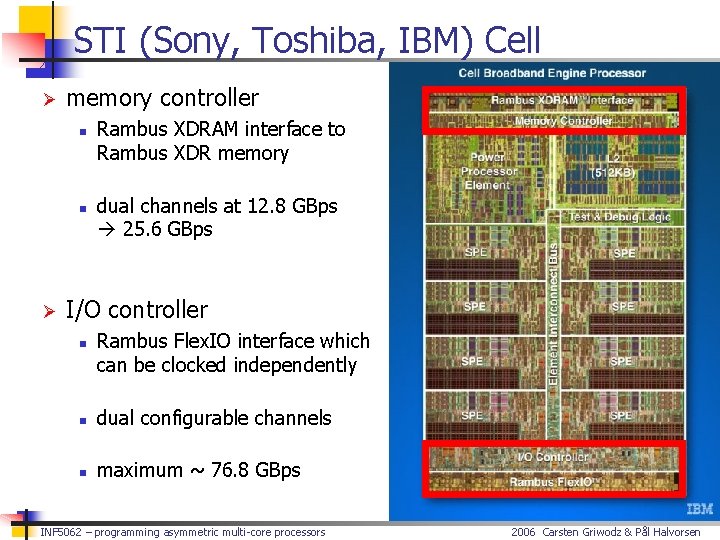 STI (Sony, Toshiba, IBM) Cell Ø memory controller n n Ø Rambus XDRAM interface