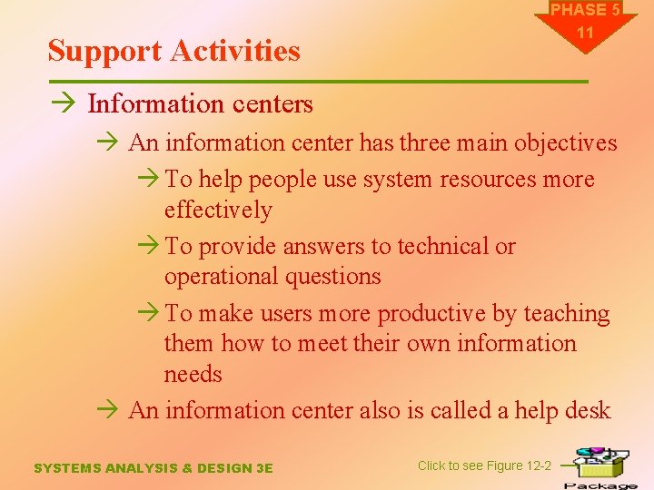 Support Activities PHASE 5 11 à Information centers à An information center has three