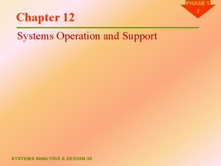 Chapter 12 Systems Operation and Support SYSTEMS ANALYSIS & DESIGN 3 E PHASE 5