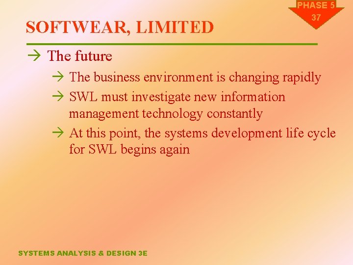 SOFTWEAR, LIMITED PHASE 5 37 à The future à The business environment is changing