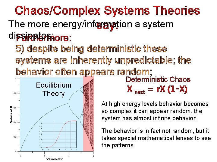 Chaos/Complex Systems Theories The more energy/information say: a system dissipates: Furthermore: 5) despite being