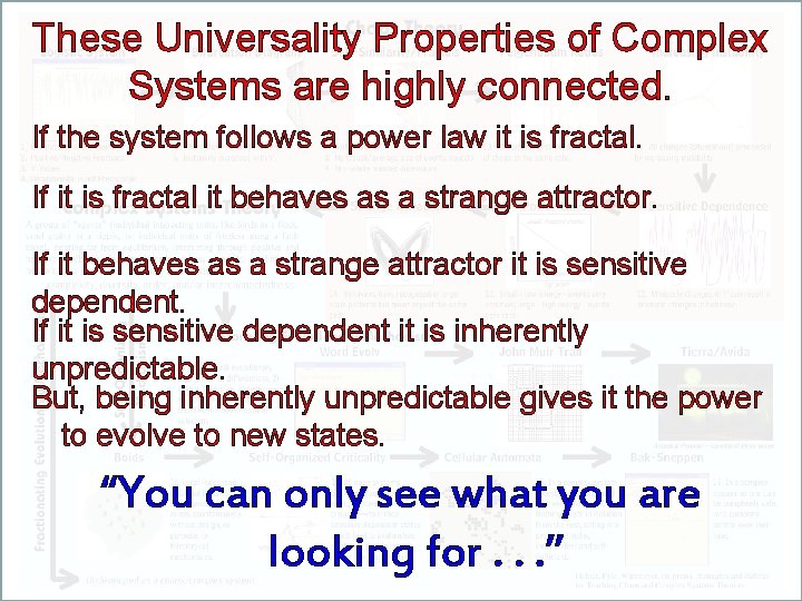 These Universality Properties of Complex Systems are highly connected. If the system follows a