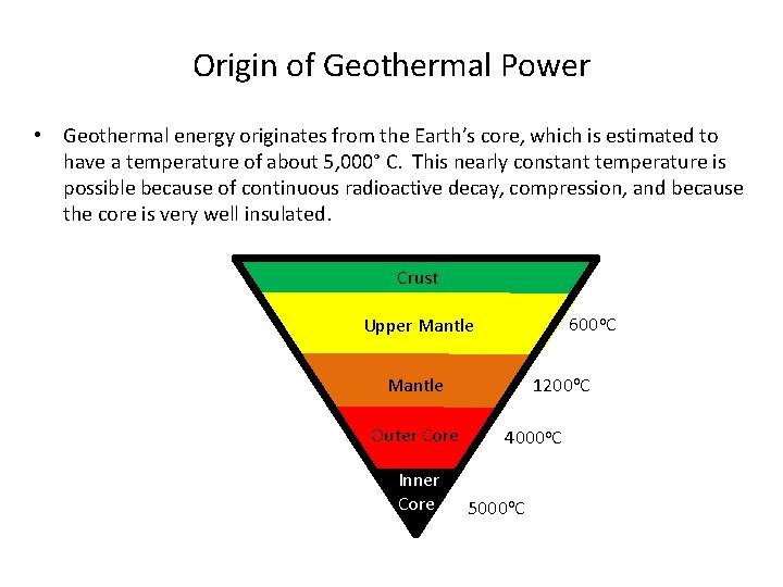 Origin of Geothermal Power • Geothermal energy originates from the Earth’s core, which is Origin of Geothermal Power • Geothermal energy originates from the Earth’s core, which is