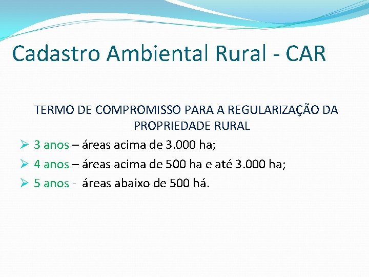 Cadastro Ambiental Rural - CAR TERMO DE COMPROMISSO PARA A REGULARIZAÇÃO DA PROPRIEDADE RURAL