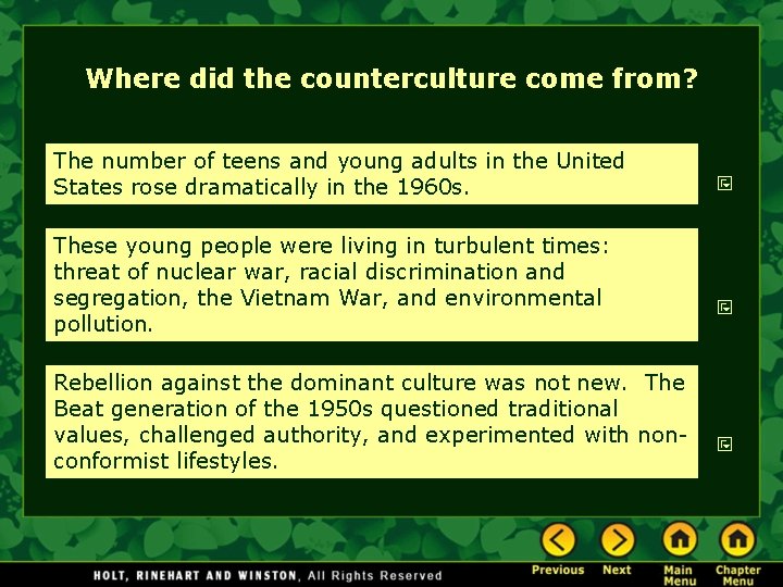 Where did the counterculture come from? The number of teens and young adults in