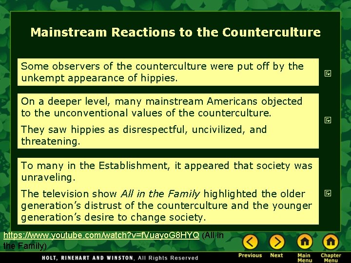 Mainstream Reactions to the Counterculture Some observers of the counterculture were put off by