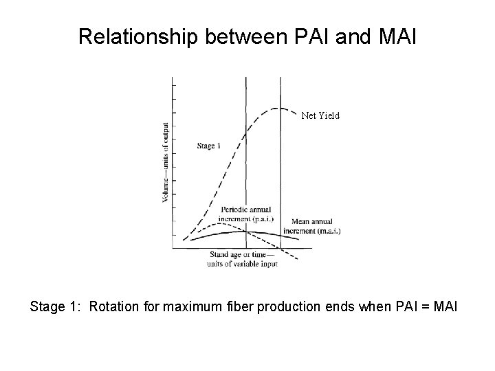 Relationship between PAI and MAI Net Yield Stage 1: Rotation for maximum fiber production