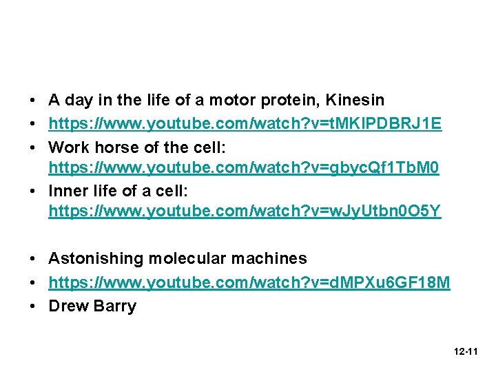  • A day in the life of a motor protein, Kinesin • https: