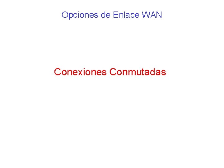 Opciones de Enlace WAN Conexiones Conmutadas Opciones de Enlace WAN Conexiones Conmutadas