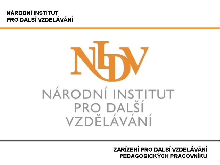 NÁRODNÍ INSTITUT PRO DALŠÍ VZDĚLÁVÁNÍ ZAŘÍZENÍ PRO DALŠÍ VZDĚLÁVÁNÍ PEDAGOGICKÝCH PRACOVNÍKŮ 