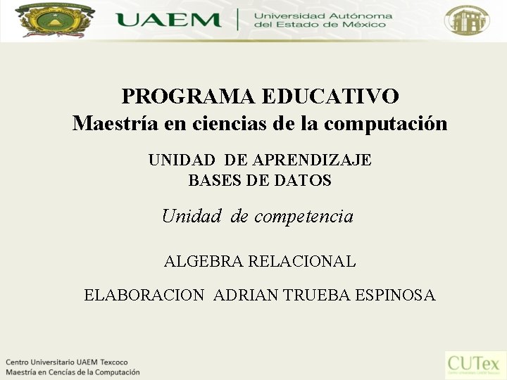 PROGRAMA EDUCATIVO Maestra en ciencias de la computacin