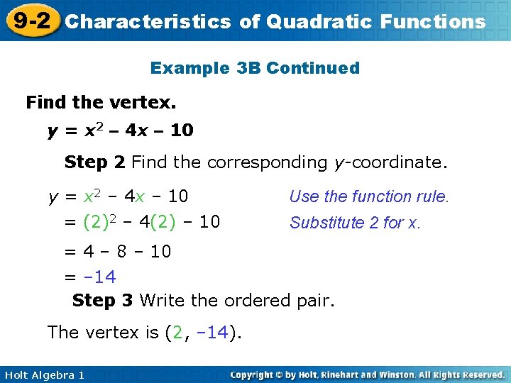 9 2 Characteristics Of Quadratic Functions Objectives Find