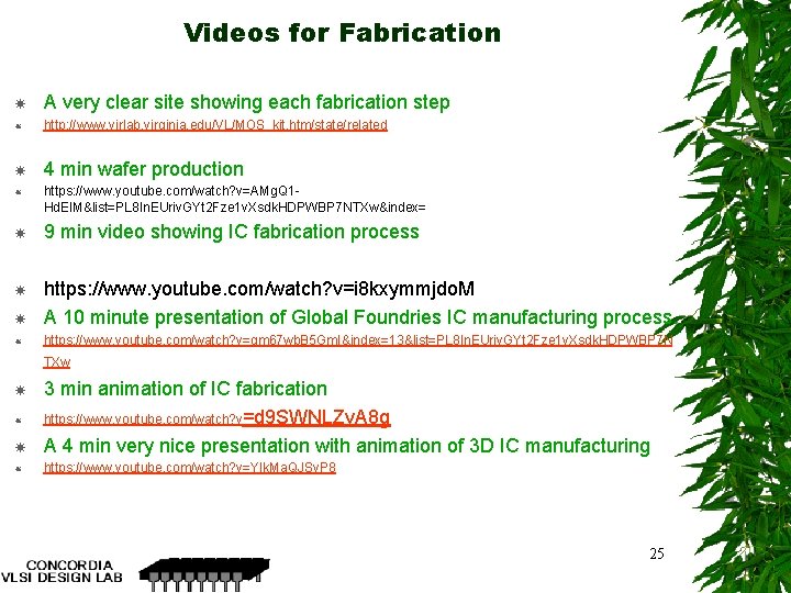 Videos for Fabrication A very clear site showing each fabrication step http: //www. virlab.