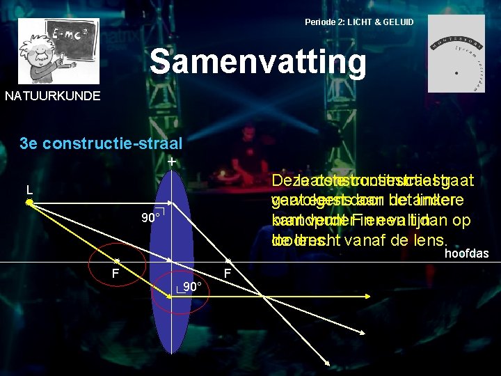 Periode 2: LICHT & GELUID Samenvatting NATUURKUNDE 3 e constructie-straal + Deze De laatste