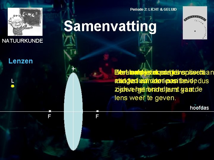 Periode 2: LICHT & GELUID Samenvatting NATUURKUNDE Lenzen + De sterkte van dehet lens