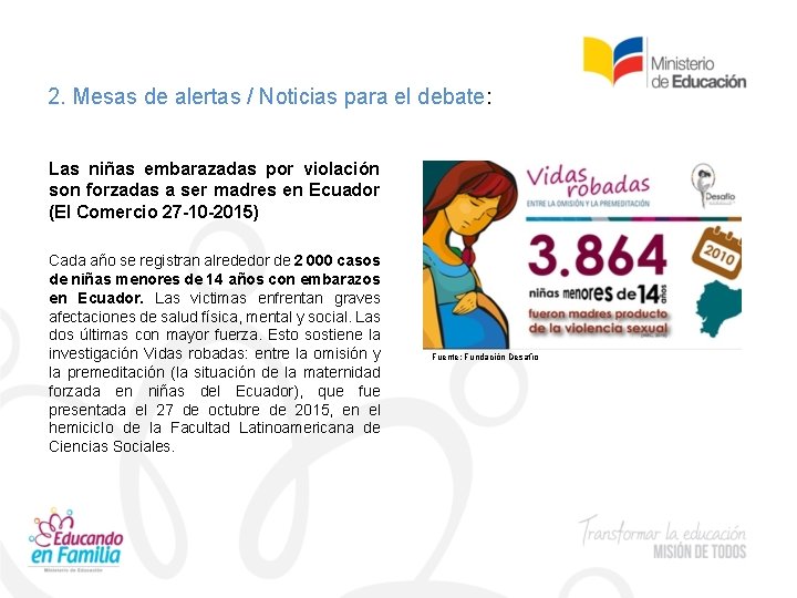 2. Mesas de alertas / Noticias para el debate: Las niñas embarazadas por violación