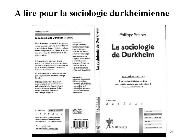 A lire pour la sociologie durkheimienne 20 