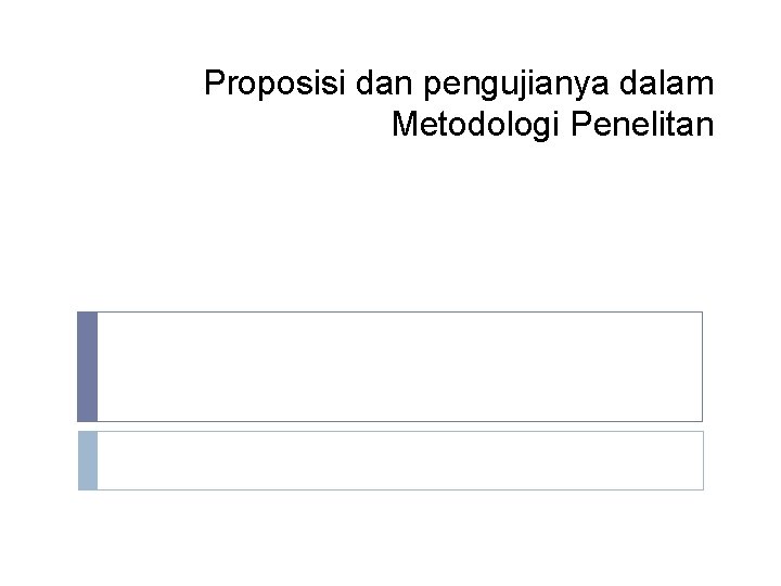 Proposisi dan pengujianya dalam Metodologi Penelitan 