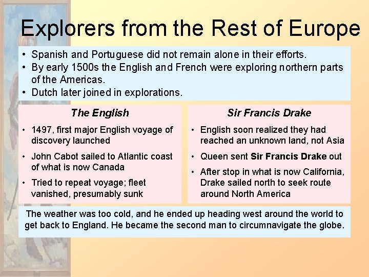 Explorers from the Rest of Europe • Spanish and Portuguese did not remain alone