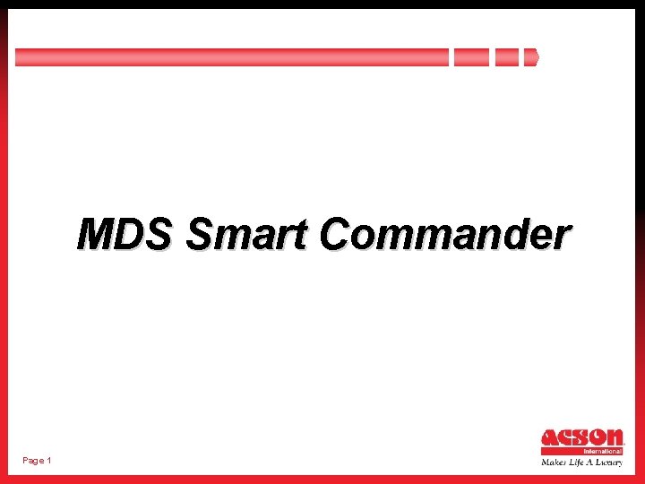 MDS Smart Commander Page 1 