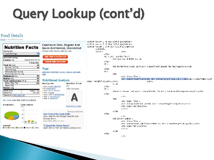 Query Lookup (cont’d) Query Lookup (cont’d)