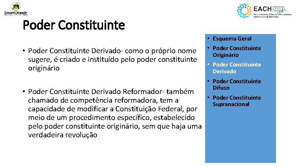 Poder Constituinte • Esquema Geral • Poder Constituinte Derivado- como o próprio nome sugere,