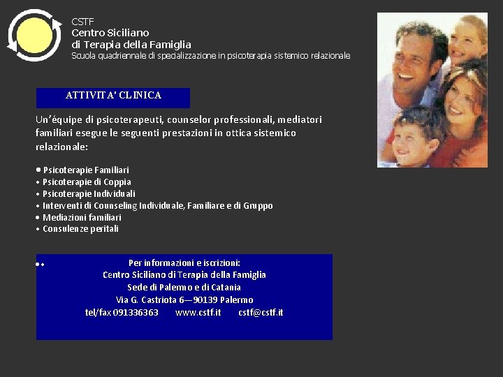 CSTF Centro Siciliano di Terapia della Famiglia Scuola quadriennale di specializzazione in psicoterapia sistemico