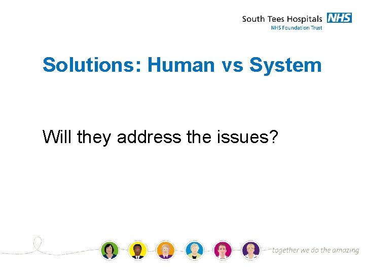 Solutions: Human vs System Will they address the issues? 