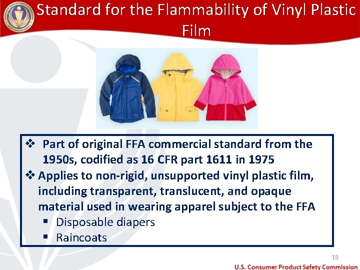 Standard for the Flammability of Vinyl Plastic Film v Part of original FFA commercial