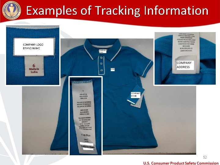 Examples of Tracking Information 52 