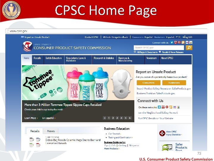 CPSC Home Page http: //www. cpsc. gov/ 73 