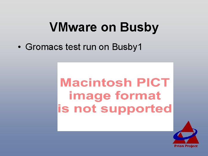VMware on Busby • Gromacs test run on Busby 1 