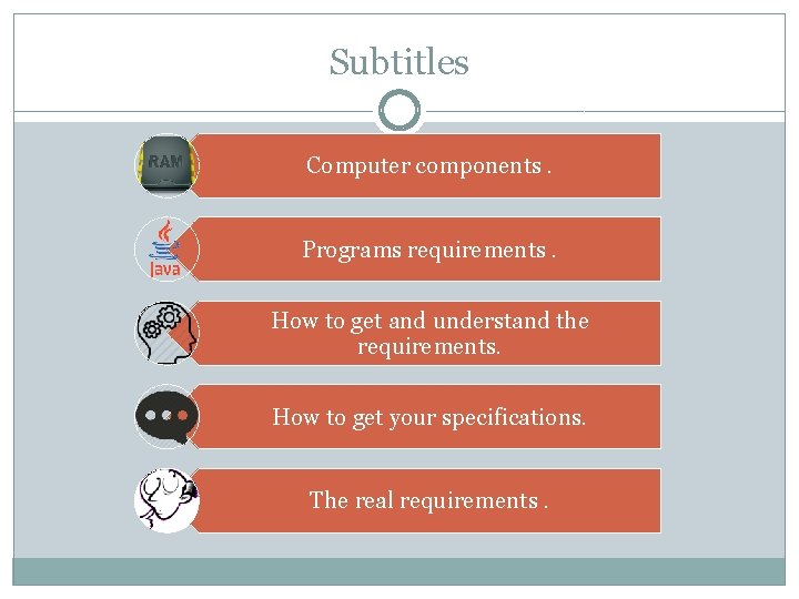 Subtitles Computer components. Programs requirements. How to get and understand the requirements. How to