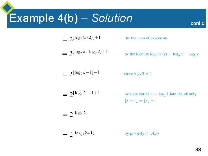 Example 4(b) – Solution cont’d 38 