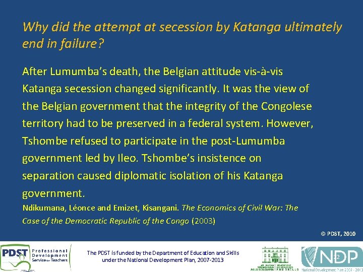 Why did the attempt at secession by Katanga ultimately end in failure? After Lumumba’s
