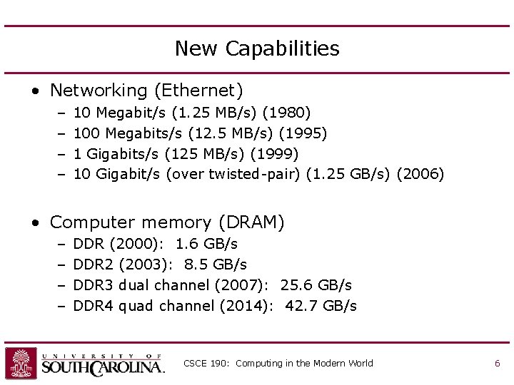 New Capabilities • Networking (Ethernet) – – 10 Megabit/s (1. 25 MB/s) (1980) 100 New Capabilities • Networking (Ethernet) – – 10 Megabit/s (1. 25 MB/s) (1980) 100