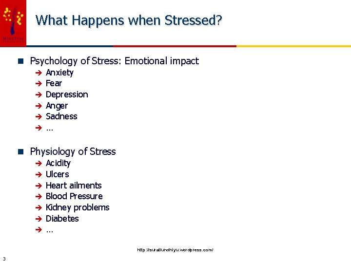 What Happens when Stressed? n Psychology of Stress: Emotional impact è è è Anxiety