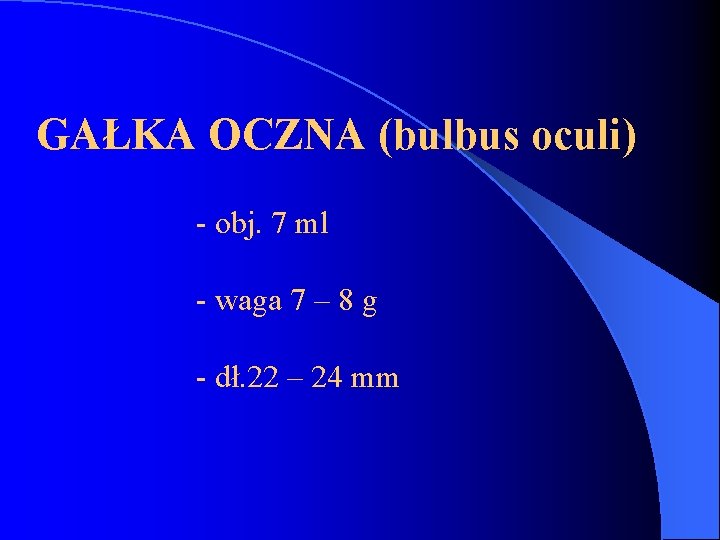 GAŁKA OCZNA (bulbus oculi) - obj. 7 ml - waga 7 – 8 g
