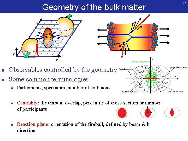 Geometry of the bulk matter z y x n n Observables controlled by the