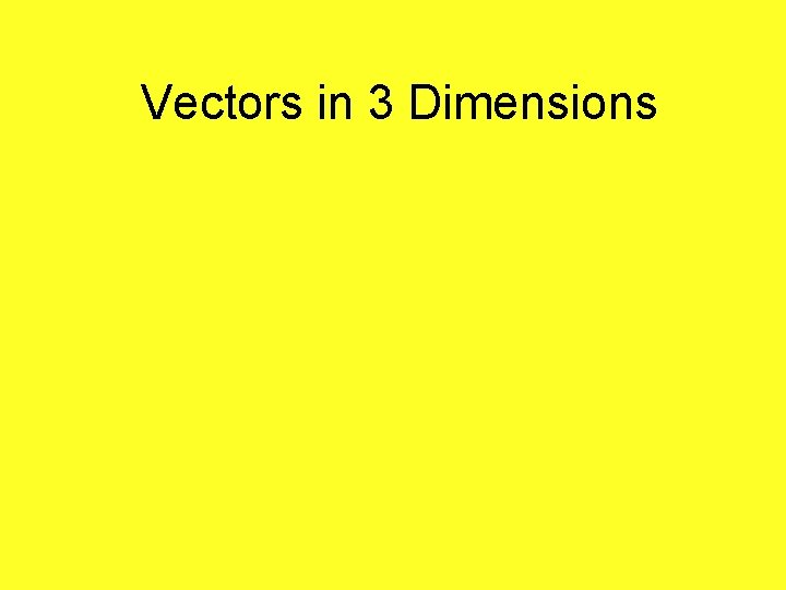  Vectors in 3 Dimensions 