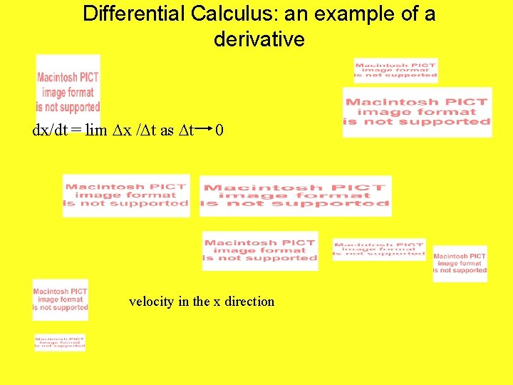 Differential Calculus: an example of a derivative dx/dt = lim Dx /Dt as Dt