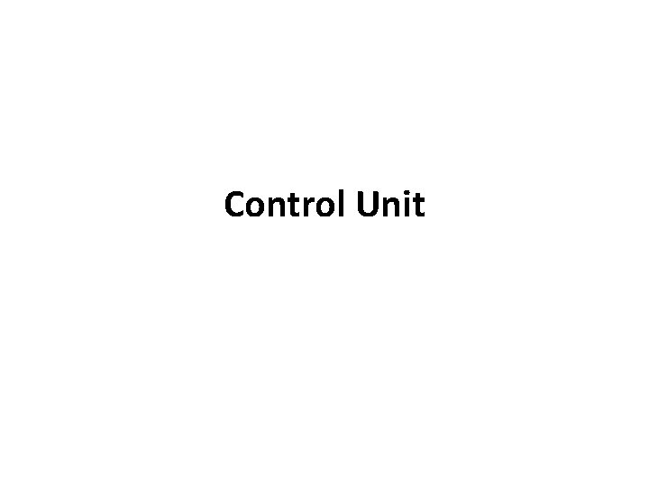 Control Unit 